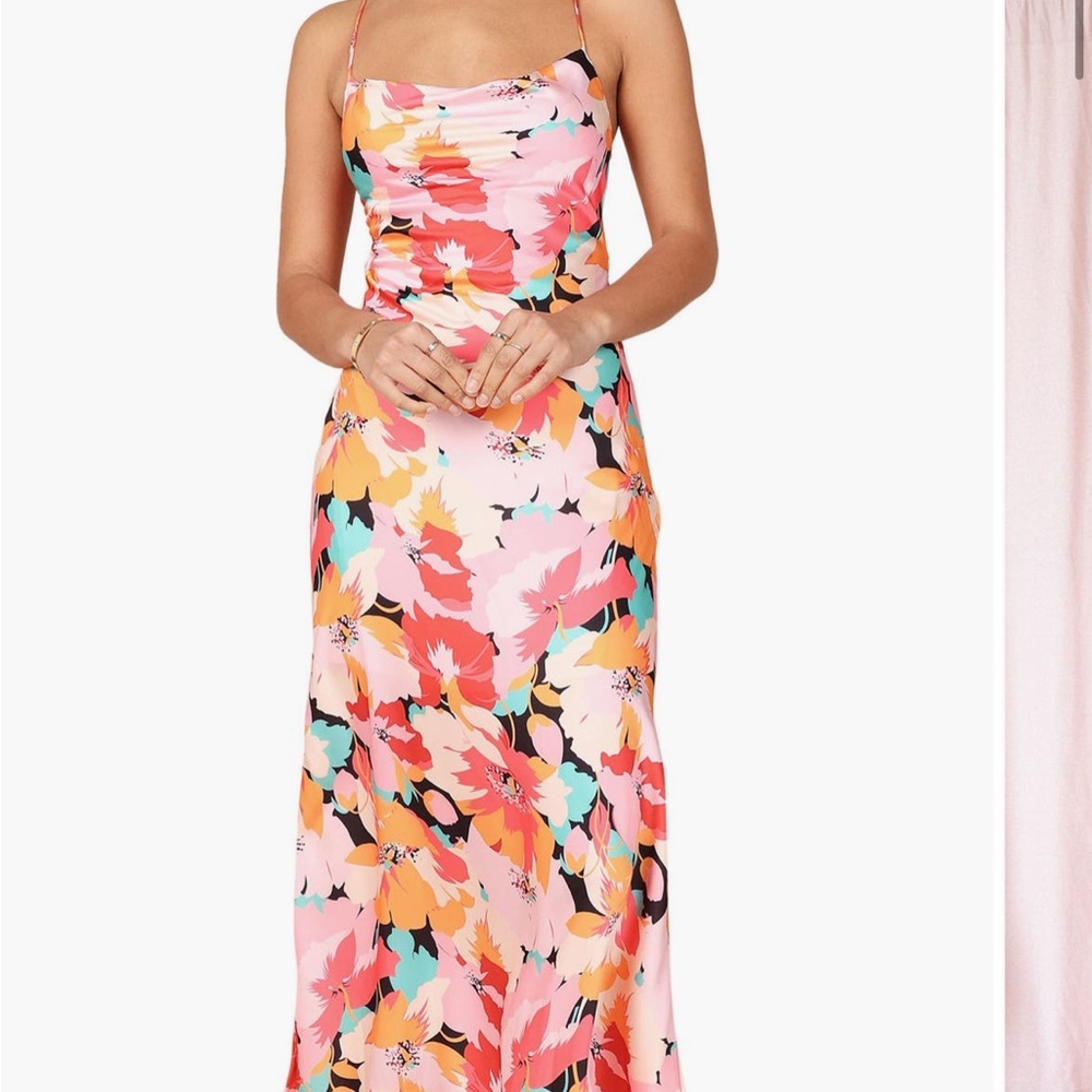 Petal & Pup Floral Lace-Up
Back Maxi Dress
